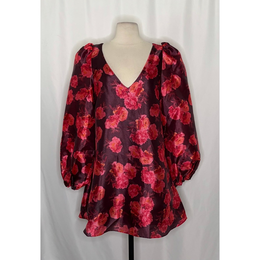 NWT!! Anthropologie BHLDN Aliana V Neck Floral Organza Mini Dress Large - Picture 3 of 16